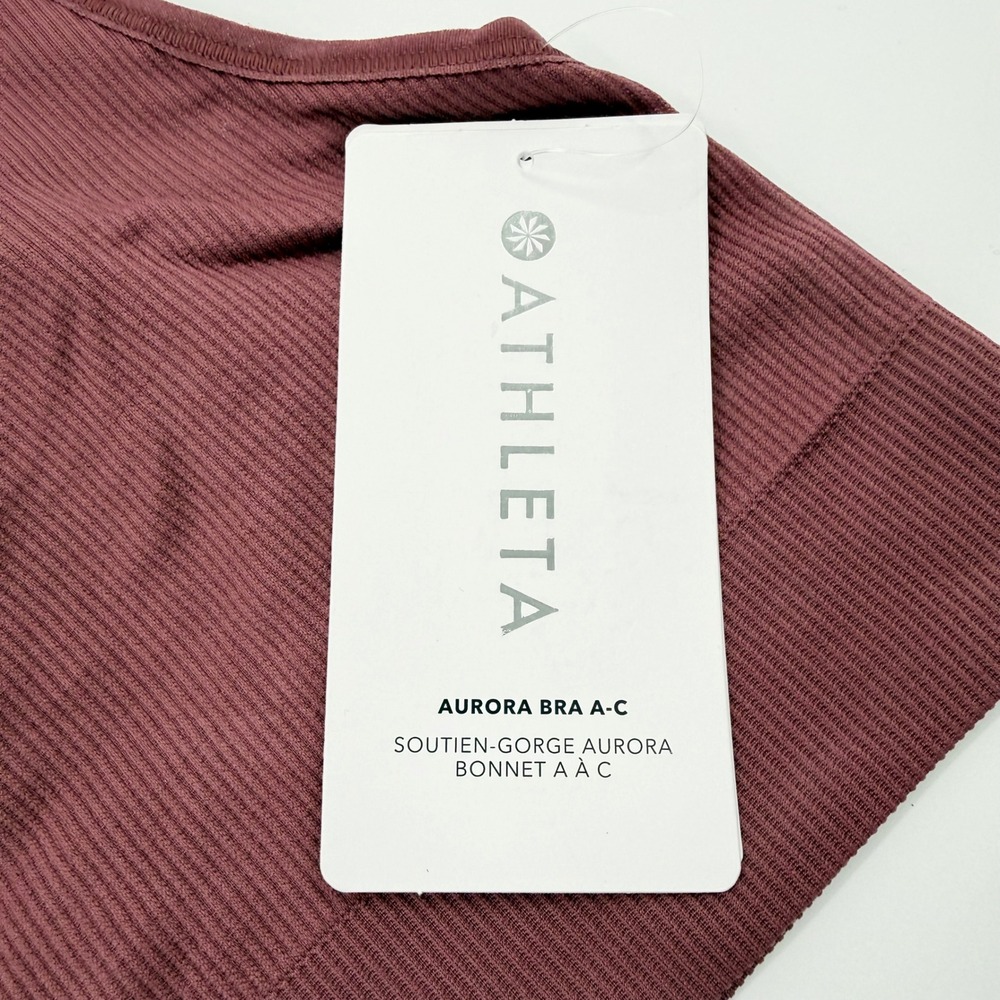 Athleta Aurora Bra A-C Spiced Plum Ribbed Seamless Light Impact Sports Bra M NEW - Picture 3 of 8